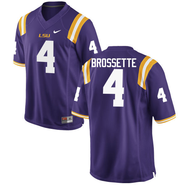 Men LSU Tigers #4 Nick Brossette College Football Jerseys Game-Purple